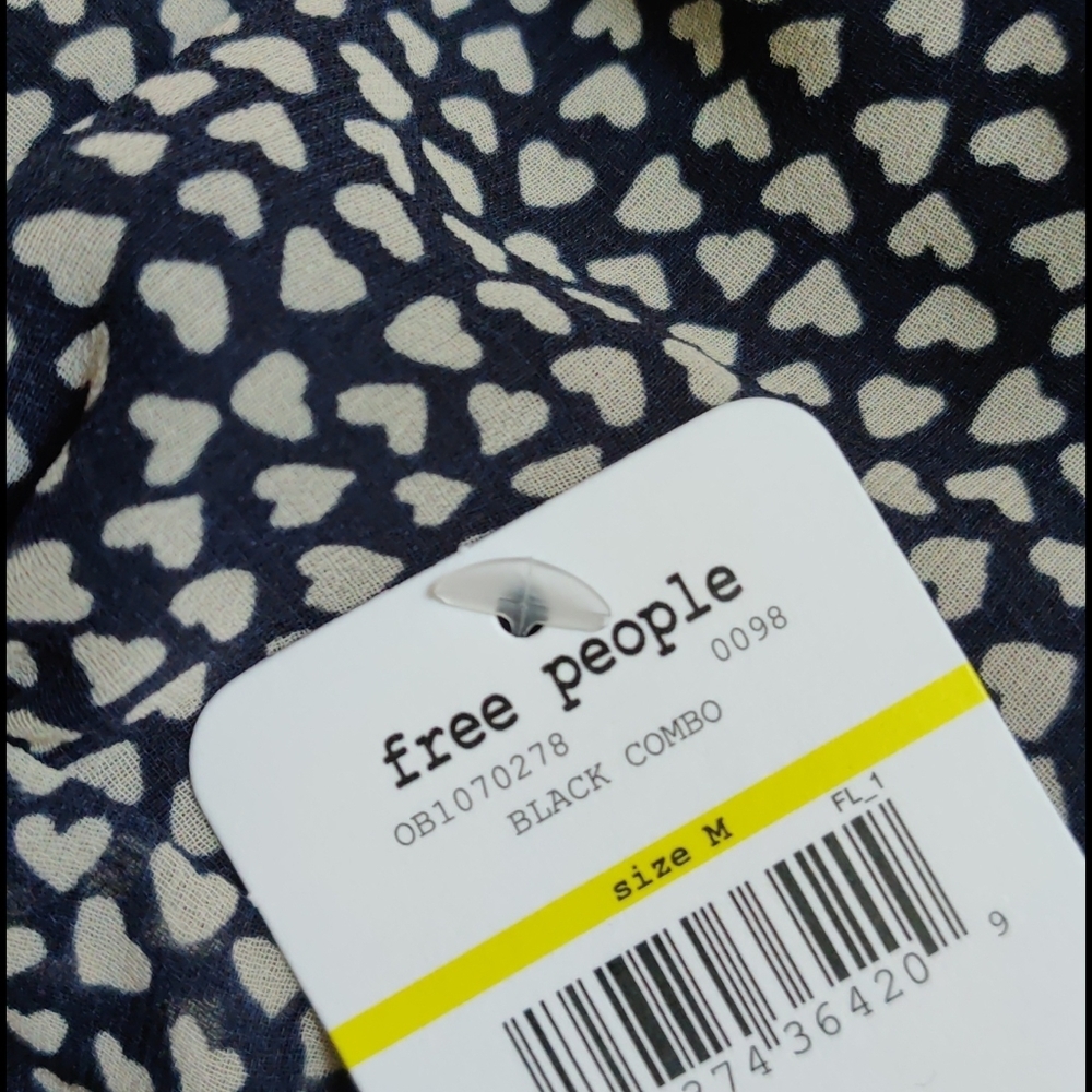Free People Cassie Black Heart Tie Back Bralette Medium - Picture 3 of 6